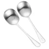 Silver smooth long-handled spoon, coffee and tea mixing spoon, practical kitchen tableware Item Picture